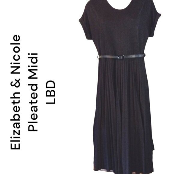 🏖️Elizabeth & Nicole LBD Pullover, Pleated Shirt, Small Cap Sleeve, Belted - Picture 3 of 9